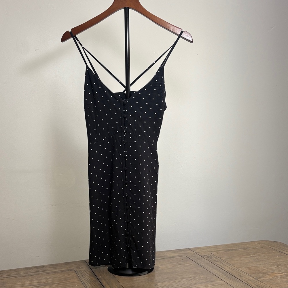 Abercrombie & Fitch Black Polka Dot spaghetti straps Mini Dress